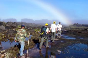 Hiking on the summit plateau of the Mount Roraima